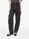 Ganni Cargo-pockets Zip-fly Straight Trousers In Gray