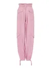 Ganni Washed Satin Drawstring Pants In Pink