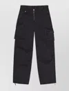 Ganni Women Organic Cotton Cargo Trousers In Black