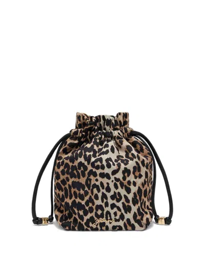 Ganni Nylon Pouch In Brown