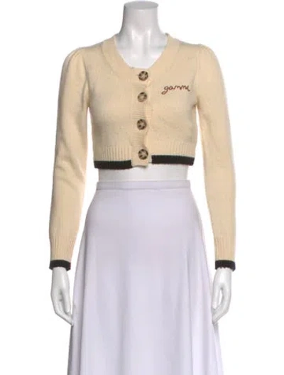 Pre-owned Ganni Cashmere Colorblock Pattern Sweater In Neutral