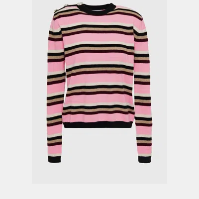 Pre-owned Ganni Cashmere Crew Neck Jumper Xxs In Pink