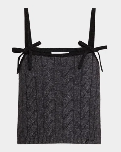 Ganni Cashmere Mix Bow Strap Top In 252 Phantom