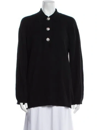 Pre-owned Ganni Cashmere Mock Neck Sweater In Black