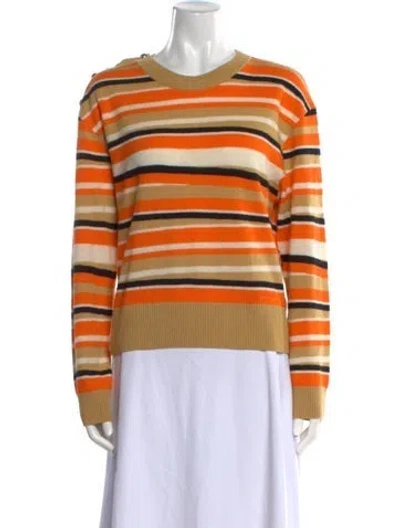 Pre-owned Ganni Cashmere Striped Sweater In Orange