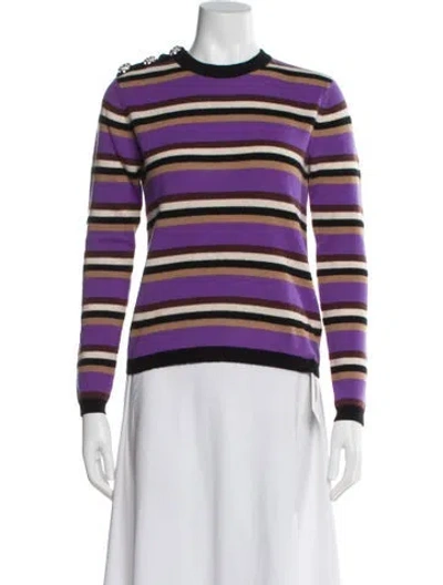 Pre-owned Ganni Cashmere Striped Sweater In Purple