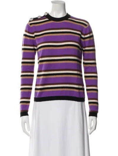 Pre-owned Ganni Cashmere Striped Sweater In Purple