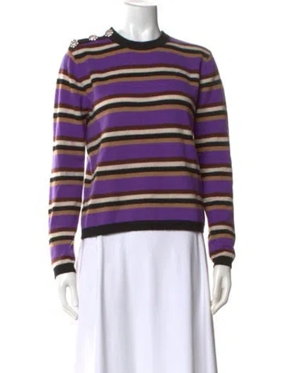 Pre-owned Ganni Cashmere Striped Sweater In Purple