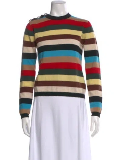 Pre-owned Ganni Cashmere Striped Sweater In Red