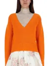 Ganni V-neck Cashmere Pullover In Orange