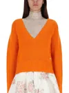 Ganni V-neck Cashmere Pullover In Orange