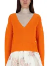 Ganni V-neck Cashmere Pullover In Orange