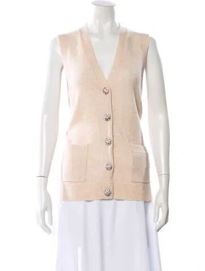 Pre-owned Ganni Cashmere V-neck Sweater In Neutral