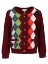 Ganni Womens Tawny Port Rhombus-print Round-neck Wool And Cashmere Cardigan Xl