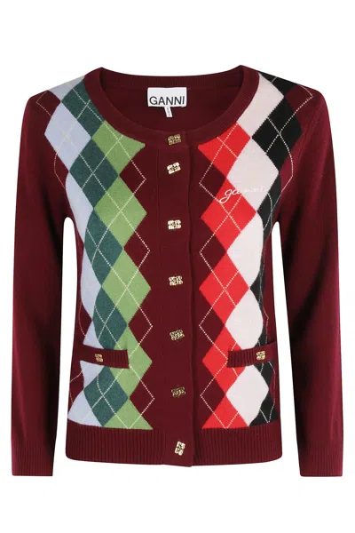 GANNI CASHMERE WOOL MIX CARDIGAN
