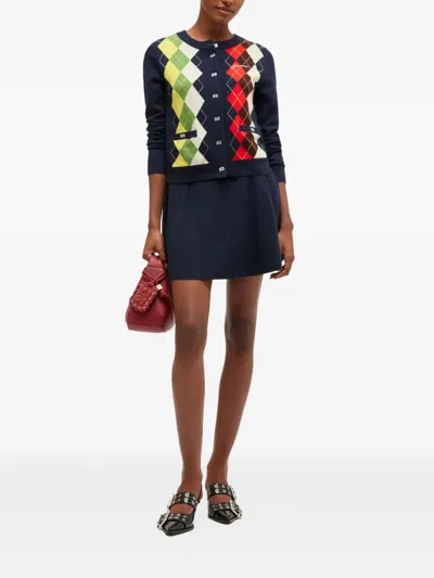 Ganni Cashmere Wool Skirt In Blue