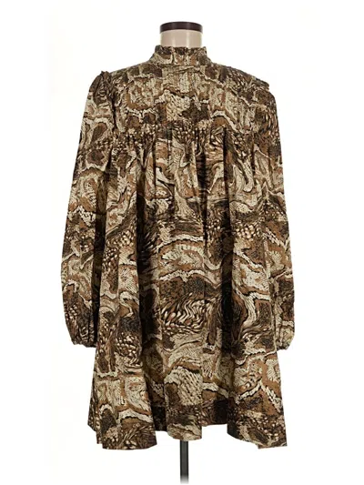 Pre-owned Ganni Casual Dress In Brown