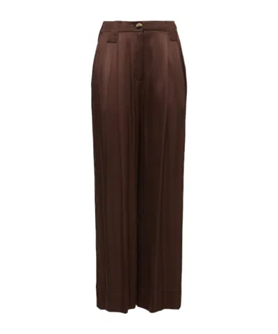 Ganni Washed Satin High Waist Flared Leg Pants In Mole