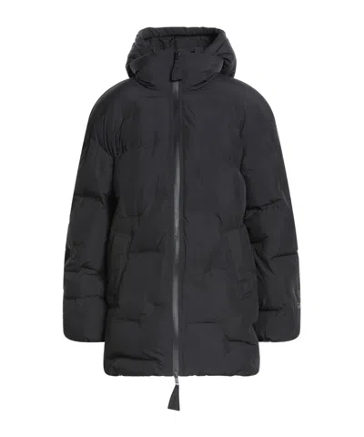 Ganni Casual Thick Cotton Coat In Black