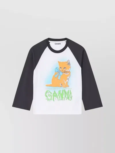 GANNI CAT GRAPHIC ORGANIC COTTON T-SHIRT