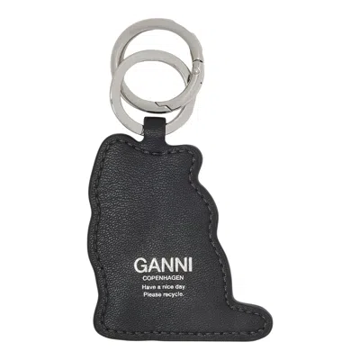 Ganni Cat Keyring In Brown