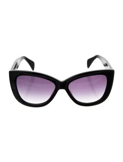 Pre-owned Ganni Cat-eye Gradient Sunglasses In Black