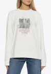 Ganni Off-white Isoli Kittens Drop Shoulder Sweatshirt In White