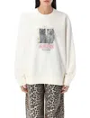 Ganni Off-white Isoli Kittens Drop Shoulder Sweatshirt In White