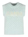 Ganni Light Blue Cotton Blend Vest In Light Blue