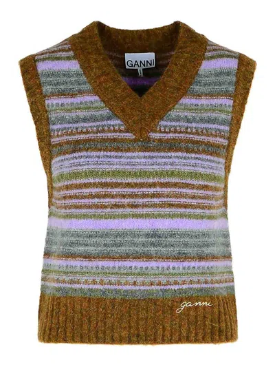 GANNI GREEN ALPACA BLEND VEST