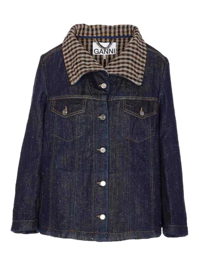 Ganni Dark Blue Neppy Denim Jacket