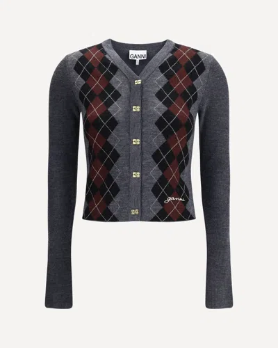 GANNI CHECK CARDIGAN