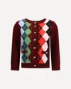 Ganni Womens Tawny Port Rhombus-print Round-neck Wool And Cashmere Cardigan Xl