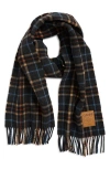 Ganni Check Double Face Wool Scarf In Multi