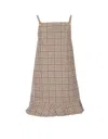 Ganni Pleated Checkered Sleeveless Gown With Ruffle Hem In Multicolour