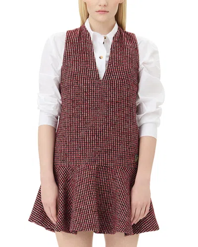 Ganni Check Mini Dress In Red