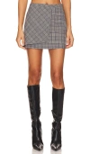 Ganni Wrap-design Check-print Miniskirt In Frost Gray