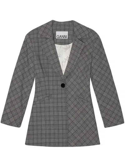 GANNI CHECK MIX SINGLE-BREASTED BLAZER