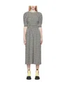 Ganni Gray Open Back Midi Dress In Gray