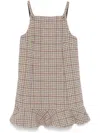 Ganni Checked Wool-blend Minidress In Neutrals