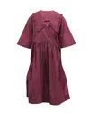 Ganni Check Print A-line Dress In Pink Cotton In Pink