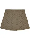 Ganni Brown Flock Check Suiting Mini Skirt In Neutrals