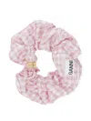 Ganni Checked Crinkled Taffeta Scrunchie In Pink