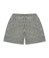 Ganni Check-print Shorts In Gray