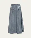 Ganni Womens Seersucker Pocket-front Check Woven Maxi Skirt Soft Chambray