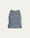 Ganni Womens Soft Chambray Seersucker Tie-side Check Woven Top