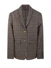 Ganni Checked Single-breasted Wool Blazer In Multi