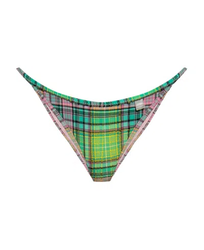 Ganni Checked Bikini Bottoms In Green