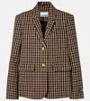Ganni Check Wool Mix Oversized Blazer Jackets Brown In Brown