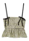 Ganni Shiny Check Jacquard Top Lemon Icing In Metallic Gold